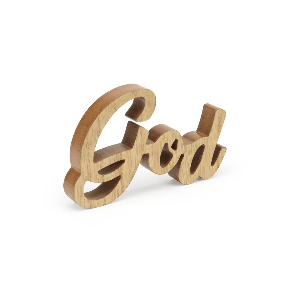 Wooden God Sign |‎ Tabletop Faith Decor | Farmhouse Shelf Accent